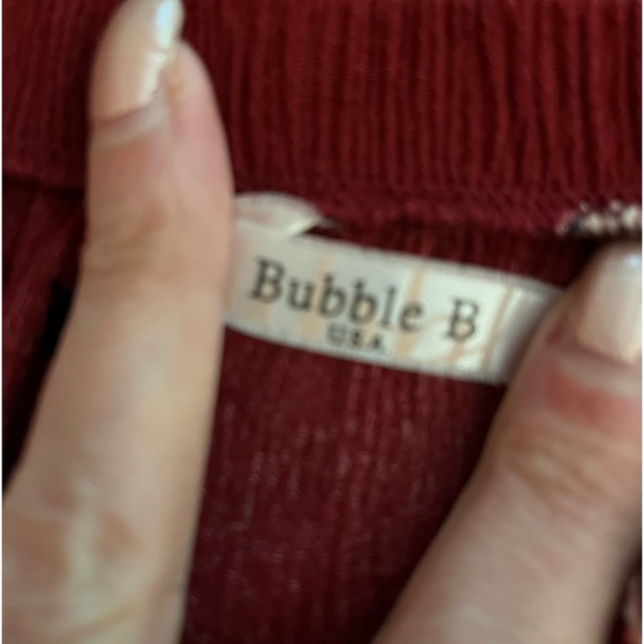 Women’s Bubble B off shoulder elasticized 1/2 sleeve wine color top in xl - Picture 2 of 6